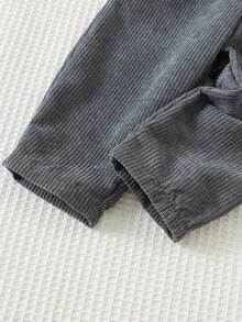 Cozy Pixies Baby Boy Elastic Waist Pants With Decorative Ribbon, Versatile & Comfortable - Grey - View 5