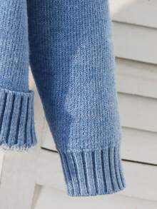 SHEIN 男婴/女婴卡其色休闲简约高领毛衣，秋冬季