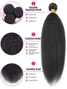 3Pcs Kinky Straight Human Hair Bundles 10-28 Inch Yaki Straight Human Hair 3 Bundles Yaki Straight 12A 100% Unprocessed Brazilian Virgin Remy Human Hair Extension For Women - Natural Black - View 9