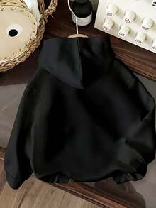 Áo sweatshirt dài tay dáng casual tối giản dành cho nam thiếu niên, in hình số 67, phong cách đường phố, thoải mái cho các buổi đi chơi và thể thao, thích hợp cho mùa thu/đông. - màu đen - Xem 2