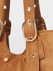 MOTF PREMIUM TÚI TOTE THƯỜNG XUYÊN BẰNG DA LỘN MÀU NÂU DÀNH CHO NỮ KHI ĐI LÀM - màu nâu - Xem 5