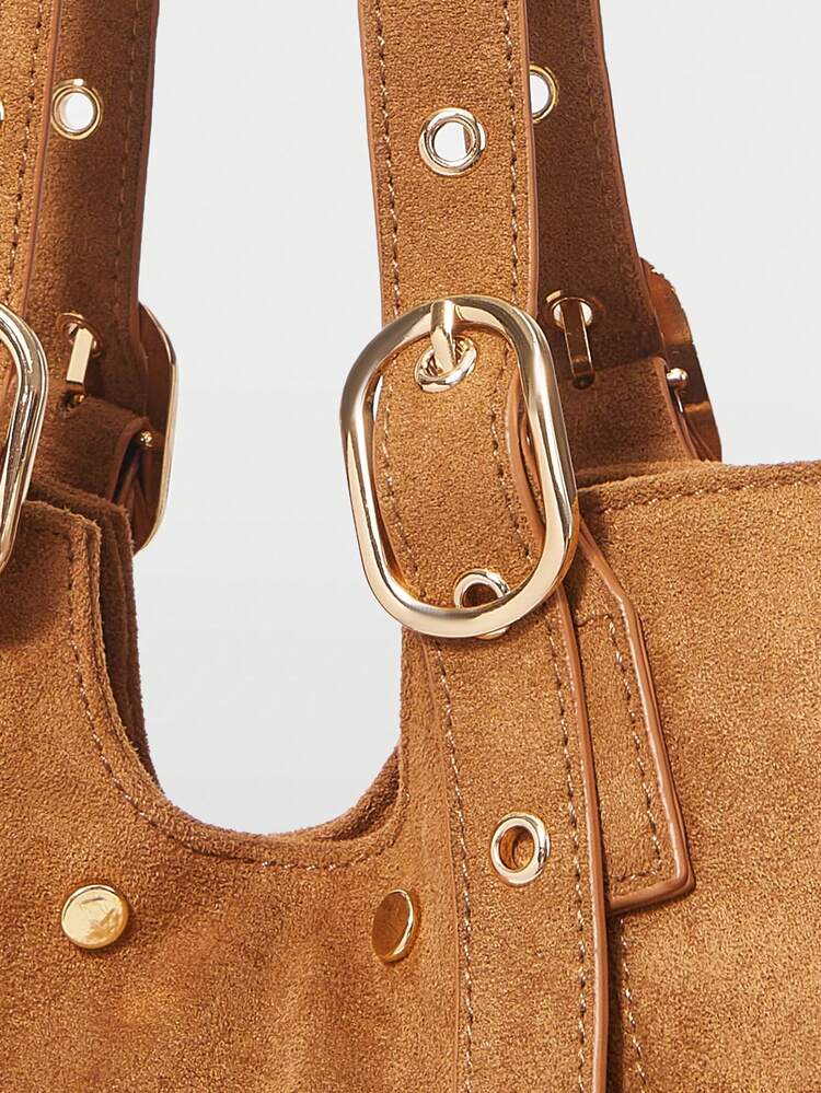 MOTF PREMIUM WOMEN'S SUEDETTE BROWN CASUAL TOTE BAG FOR COMMUTE - Brown - View 5