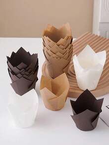 50 Stücke/Set Papier Kuchenförmchen, moderne einfarbige Cupcake Papierförmchen für Küche und Schule - Verschiedenfarbig - Übersicht 5