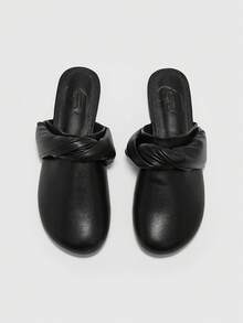 CUCCOO BIZCHIC 女士时尚简约圆头平底鞋，浅灰色 - 黑色 - 查看 1