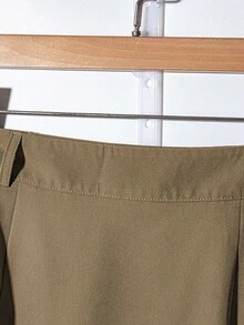 SHEIN PETITE Falda plisada de línea A de bloque de color elegante para oficina de mujer - Multicolor - Ver 3