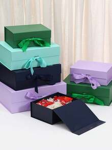 1 Stück flach verpackte faltbare Geschenkbox, multifunktionale Aufbewahrungsbox, ultraleichte leere Box - Verschiedenfarbig - Übersicht 3