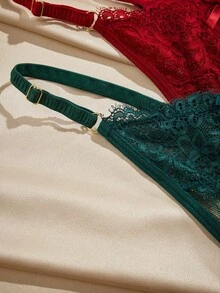 Charlaine Set de 5 tangas de encaje de tiro bajo para mujer con estampado aleatorio de corazones - Multicolor - Ver 4