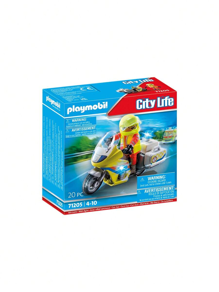Playmobil My Life Rescue Motorcycle With Flashing Light BOYS FIRST 71205 - Multicolor - View 1