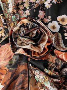 SHEIN MOD 1件装女士可折叠露背吊带碎花装饰修身长裙，夏季女装 - 橘色 - 查看 4