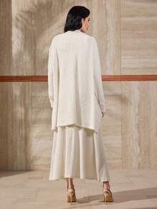 Modelyn 2pcs/Set Women's Elegant Fuzzy Jacket And Bodycon Maxi Dress, Autumn/Winter