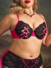 PinupPomp Vintage Plus Size Sexy Lingerie Sheer Lace Bra With Spaghetti Straps Multicolor Cup Detail Halloween Pattern - Multicolor - View 3
