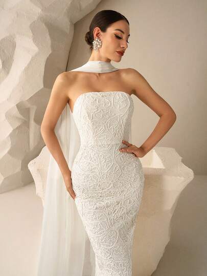 Coutiva Vestido de noche de lujo, vestido formal de alta gama, estilo elegante y sofisticado de dama