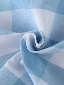 Baby Boys Pajamas-2 Piece Pajama Set Gingham Check Pajama Set Blue White Long Sleeve Collared Button Down Top Elastic Waist Long Pants Pocket Sleep Embroidery Lightweight Breathable Year Round Four Season Sleepwear Loungewear New Year 2026 Holiday Essential - Blue - View 6