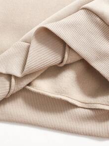 SHEIN Tween Girl Casual Outfit, Stand Collar Half-Zip Heart Embroidered Pullover Sweatshirt And Relaxed Straight Leg Pants Set, Khaki, Suitable For Everyday Wear, Christmas, Thanksgiving, Girls, Shirt And Pants Set, Casual Two Piece Set, - Khaki - View 11