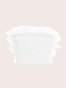 Aveloria Modichic Mesh Ruffle Trim Crop Tube Top Holiday Party Clothes Cute Funny Shirts  - White - View 2