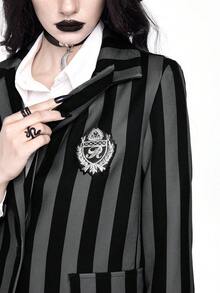 ROMWE Bộ vest kẻ sọc Gothic Academy dành cho nữ - Đỏ - Xem 2