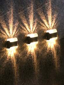 4Pcs Solar LED Wall Lights - Outdoor Waterproof Smart Lighting Control Sensor, Dusk To Dawn Automatic On/Off, Waterproof, Wide-Angle Illumination, Suitable For Outdoor Garden Decoration, Terrace, Balcony, Fence And Corner Lighting - Multicolor - View 6