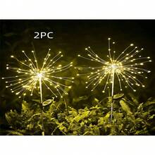 1个/2个装 90/120/150颗LED灯珠/180颗LED灯珠/200颗LED灯珠 IP65防水太阳能烟花灯，适用于庭院、露台、户外聚会、婚礼装饰 - 暖白色 - 查看 7