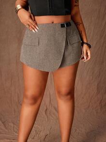 Rustia Quần short mini cạp thấp kẻ caro nâu kiểu retro cỡ lớn, gợi cảm, thích hợp cho mùa thu/đông nghỉ dưỡng, thời trang, mùa thu, Giáng sinh, thanh lịch, công sở thường ngày, cạp thấp, áo khoác ngoài, quần short kiểu sinh viên. - Nhiều màu - Xem 4