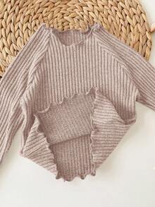 SHEIN Babygirl 休闲可爱百搭纯色针织长袖上衣，秋冬内衣