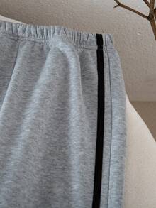 Genkimix Kids Bộ 2 món/Bộ thời trang cho bé gái áo dài tay cổ tròn màu xám và quần ống rộng có nơ trang trí, mùa thu/đông - Xám - Xem 5