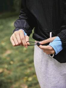 Medorelle Boho Winter  Christmas  New Year  Party   Black & White Color Block Metal Zipper Pullover Sports Jacket For Women Casual Athleisure Sport Activewear Summer - Black - View 6