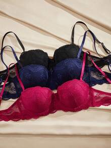 Charlaine 3pcs Women's Underwire Bra With Non-Removable Padded Cups - Multicolor - View 5