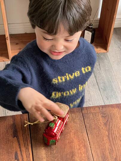 DAZY Toddler Boys' Crew Neck Colorblock Letter Print Long Sleeve Sweater, Autumn/Winter