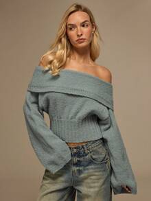 Glamine Fashionable Versatile High-Quality Women Sweater, Elegant Collar Knitted Pullover For Autumn/Winter - Grey - View 1