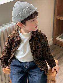 DAZY Toddler Boys' Leopard Print Casual Loose Long Sleeve Streetwear Top