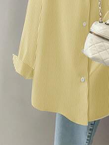 Resyla Blusa de manga larga de corte holgado con bordado de limón a rayas, para uso casual, trabajo y viaje, primavera/otoño - Multicolor - Ver 3