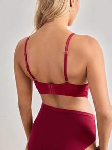 Moonlight&Mama Maternity Lace Nursing Bra (Triangle Cup, Unlined, Wireless) - Burgundy - View 2