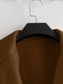 GlowEve Women's Wool Blend Blazer With Lapel Design, Cinched Waist Waist, Slim Fit, Casual/Business Elegant French Style, Khaki/Beige, Long Sleeve, Autumn/Winter - Multicolor - View 3