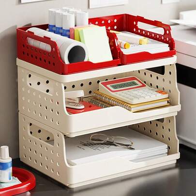 Joivida 1个Macron彩色塑料折叠收纳篮，非常适合收纳和日常使用，易于组装，可用于厨房、浴室、办公室、客厅、教室、宿舍等场所。