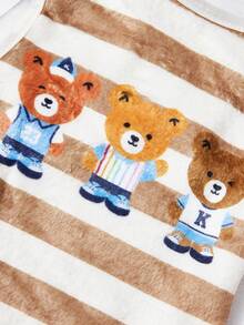 PETSIN 1 pieza Camiseta de tirantes para mascotas con estampado de osito atleta lindo, a rayas, de franela gruesa y cálida para otoño/invierno - Multicolor - Ver 4