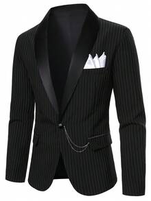 Manfinity Mode 时尚英伦绅士之选，派对宴会西装，休闲西装套装 - 黑色 - 查看 3