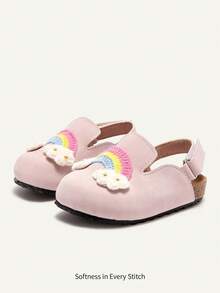 Cozy Pixies Cute Rainbow Cloud Casual Flat Shoes For Toddler Girls - Pink - View 2