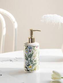 Cirelle 1 pièce Bouteille de pompe à émulsion en céramique avec motif floral - Contenant élégant et multifonctionnel pour la maison, l'hôtel et la décoration de salle de bain, cadeau de Noël idéal, apparence raffinée, surface lisse, matériau de haute qualité, premier choix pour les acheteurs de vacances - Multicolore - Voir 4