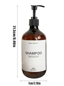 Set Of 3, 16.9oz/500ml Black Refillable Shampoo And Conditioner Dispenser Bottles With Pump And Waterproof Labels, Plastic Shower Bottles For Home, Hotels And Bathrooms Home Bathroom Decor Fall Decor Back To School - Black - View 3