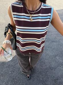 Siren Gaze Women's Casual Striped Sleeveless Top Summer - Multicolor - View 6