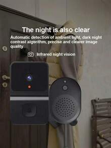 无线WiFi视频门铃，带摄像头，智能安防门铃，支持云存储、移动侦测、双向语音通话、家庭对讲、可充电电池和高清夜视功能。 - 彩色 - 查看 4