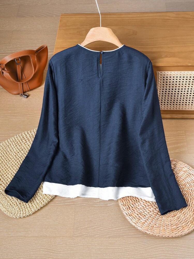Casual Loose Crew Neck Long Sleeve Women Blouse, Country Going Out Tops For Women Fall New Year Look Winter