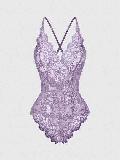 Kawaii Body romantico di San Valentino, sexy, in pizzo, con scollo a V, volant e spalline regolabili