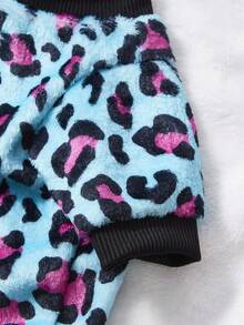 PETSIN 1 Piece Of Rose Red Leopard Print Flannel Pet Thick Blue Flannel Warm Pet Clothing - Blue - View 6