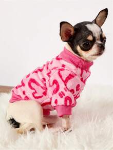 PETSIN 1 件玫瑰红色加厚保暖法兰绒宠物服装 - 玫紅色 - 查看 4