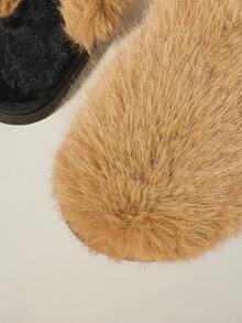 Cuccoo Women's Fluffy Warm Comfortable Flat Slip-On Slippers, Winter For Christmas - Khaki - View 3