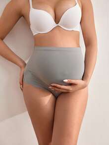 BloomMama 1pc High Waist Comfortable Seamless Maternity Thong Panty, Dark Gray - Dark Grey - View 7