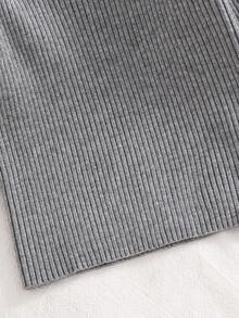 SHEIN Unisex Baby Cute Casual White Knitted Long Sleeve High Neck Sweater, Suitable For Autumn/Winter - Light Grey - View 6