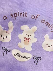 PETSIN 1 Piece Of Three Bunny Letter Printed Pet , Purple Thick Warm Pet Suit - Purple - View 4