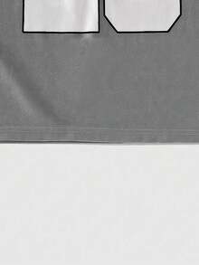 ROMWE MEN Prep 男士数字印花冰球球衣短袖运动T恤，夏季 - 灰色 - 查看 4